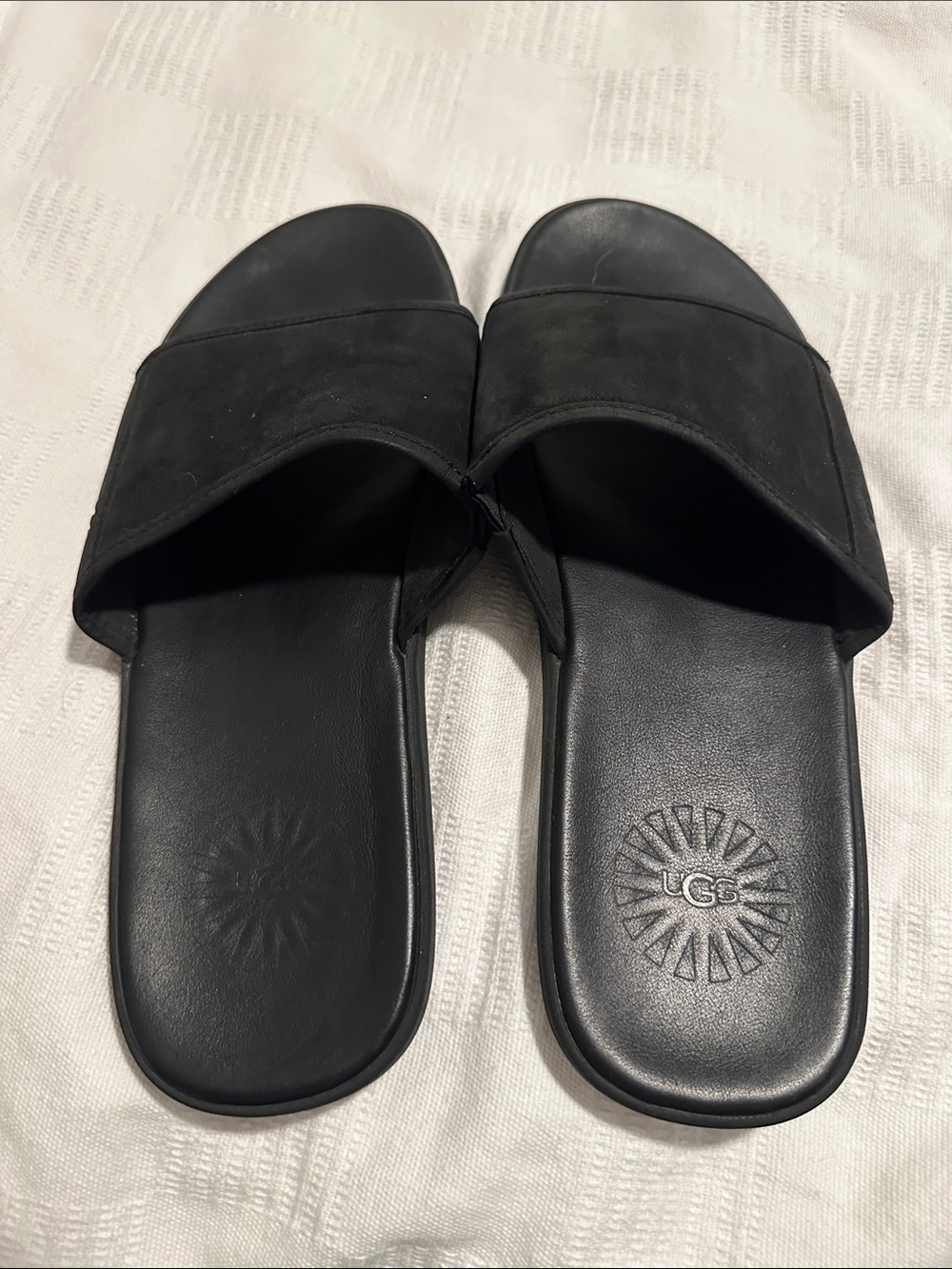 UGG Black Wide Band Slide Sandals